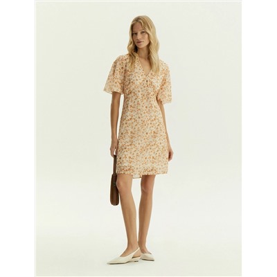 Платье мини из шифона с цветочным принтом, PL1724/voile