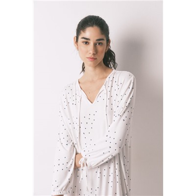 Camisón midi blanco estampado pájaros