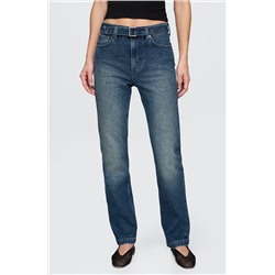 High Rise Belted '90s Slim Straight Jeans