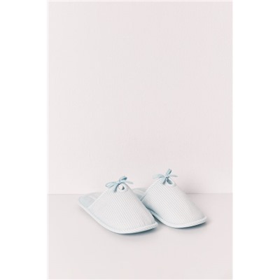 Zapatillas casa verde rayas lazo