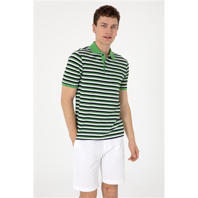 Erkek Regular Fit Polo Yaka Yeşil Tişört