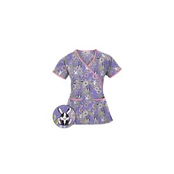 UA Hippity Hop Dark Lilac Mock Wrap Scrub Top