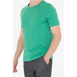 Erkek Yeşil Basic Bisiklet Yaka Tişört