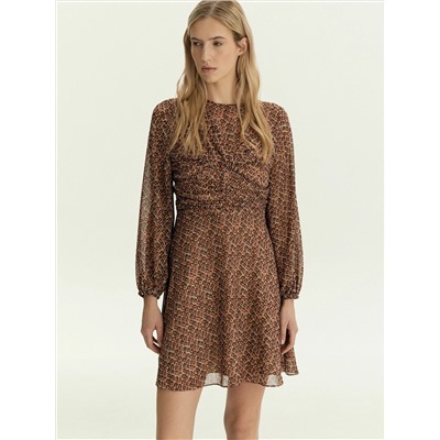 Платье по колено с абстрактным принтом, PL1750/cur