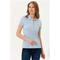 Kadın Açık Mavi Basic Polo Yaka Tişört