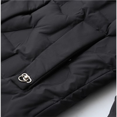 Женское теплое зимнее длинное хлопковое пальто с капюшоном в клетку