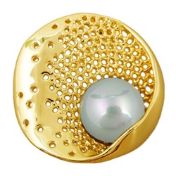 Брошь (Майорка 16мм мята; покрытие золото), Есть комплект