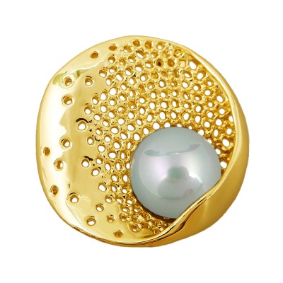 Брошь (Майорка 16мм мята; покрытие золото), Есть комплект