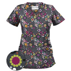 UA Mod Mix Pewter Print Scrub Top