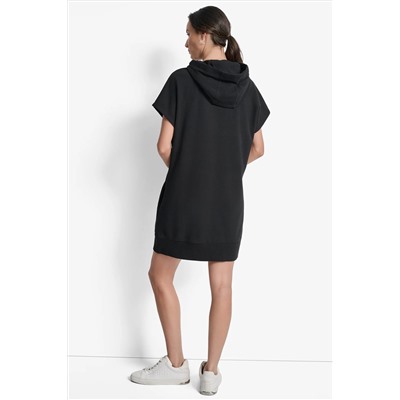 LOGO DRAWSTRING MINI HOODIE DRESS