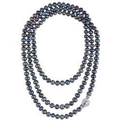Колье (жемчуг бензиновый 8-9мм, фианит; покрытие родий) 140см, Есть комплект
