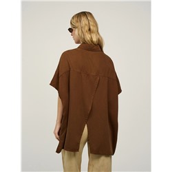 Коричневая рубашка из денима с коротким рукавом