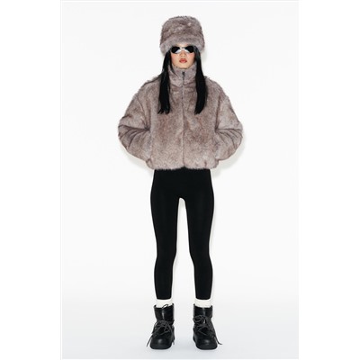 SHORT COAT WITH FAUX FUR HOOD HEIQ XREFLEX™ TECHNOLOGY SKI COLLECTION