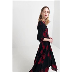 Vestido evasé manga larga