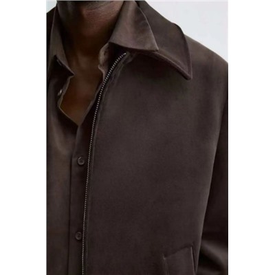 Мужская зимняя куртка из толстого теплого бархата с отворотами на молнии