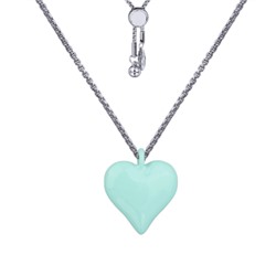 Кулон Сердцебиение (1, 6см, эмаль морская свежесть; покрытие родий) 82см, Есть комплект