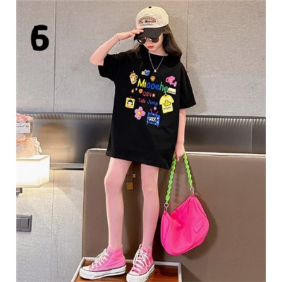 Хлопковые футболки для девочек (90-170) 10 Вариантов принтов