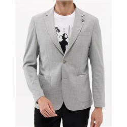 Gri Spor Keten Karışımlı Blazer Ceket