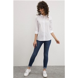 Kadın Beyaz Uzun Kollu Basic Gömlek
