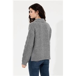 Kadın Gri Melanj V - Yaka Kazak