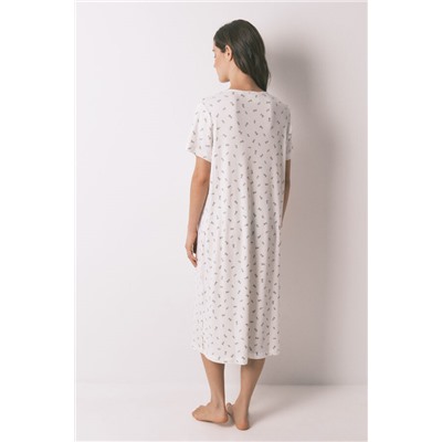 Camisón holgado midi canalé blanco Mafalda