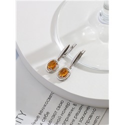 Серьги из серебра с коньячным янтарём родированные 925 пробы 04-802-0169-12