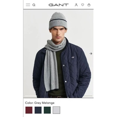 Мужской зимний теплый вязаный комплект из двух предметов: шапка и шарф из смеси хлопка и шерсти GAN*T