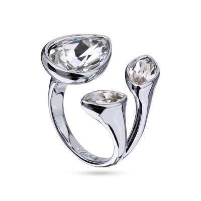 Кольцо Эйва (кристаллы SW белые; покрытие родий), Есть комплект