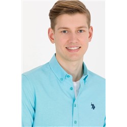 Erkek Mint Uzun Kollu Basic Gömlek