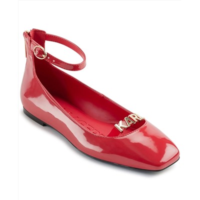 KARL LAGERFELD PARIS Women's Zyvia Logo Ankle Strap Flats