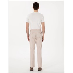 Bej Regular Fit Basic Kanvas Pantolon