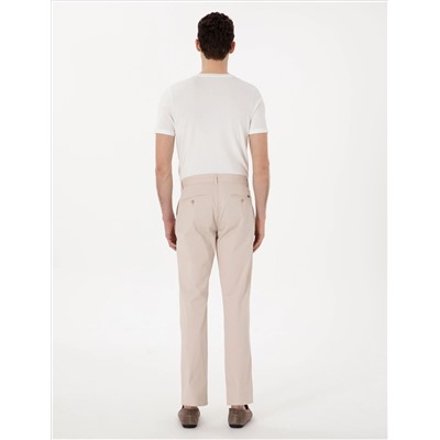 Bej Regular Fit Basic Kanvas Pantolon