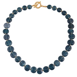 Колье (муранское стекло синее; покрытие золото) 45см
