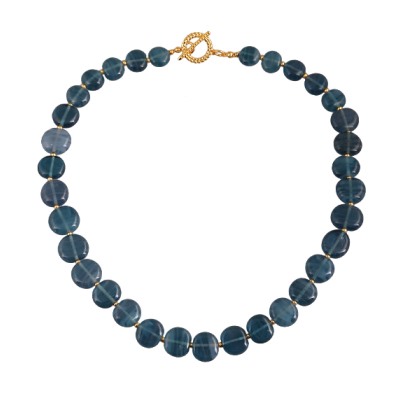 Колье (муранское стекло синее; покрытие золото) 45см