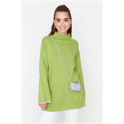 TRENDYOL MODEST Yeşil Dik Yaka İspanyol Kollu Triko Kazak TCTAW23AK00002
