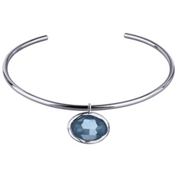 Колье-чокер Грация (кристаллы SW 30х22 байкальский лед; родий) 13см, Есть комплект