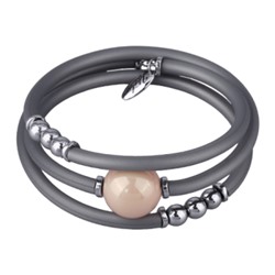 Браслет Гевея (Майорка 16мм розовая, каучук серый; покрытие родий), Есть комплект