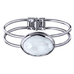 Браслет Грация (кристаллы SW 30х22 белый электрик; покрытие родий), Есть комплект