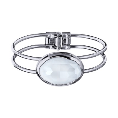 Браслет Грация (кристаллы SW 30х22 белый электрик; покрытие родий), Есть комплект