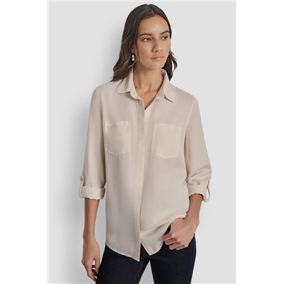 SPLIT BACK BUTTON FRONT WITH ROLL TAB