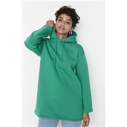 TRENDYOL MODEST Yeşil Kapüşonlu İçi Tüylü Örme Sweatshirt TCTAW23TW00018