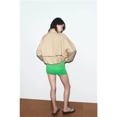 Женский короткий тренч/куртка свободного кроя из саржевой ткани ЗАР*А