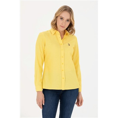 Kadın Sarı Uzun Kollu Basic Gömlek