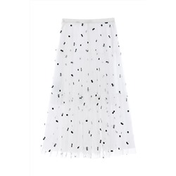 Falda midi Blanco y negro