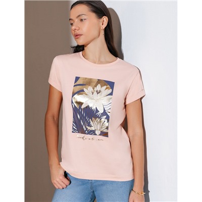 Свободная футболка с принтом из премиального хлопка с эластаном