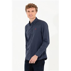 Erkek Lacivert Uzun Kollu Basic Gömlek