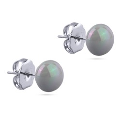 Пусеты (Майорка 10мм голубая; покрытие родий), Есть комплект