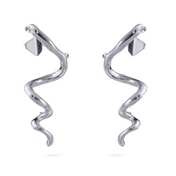 Серьги Локон 4.5см (кристаллы SW белые; покрытие родий), Есть комплект