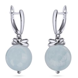 Серьги Терра (морганит голубой 12мм; покрытие родий), Есть комплект