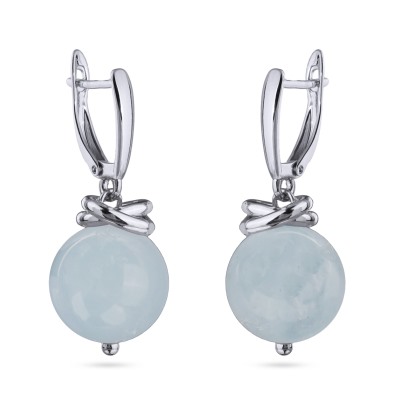 Серьги Терра (морганит голубой 12мм; покрытие родий), Есть комплект